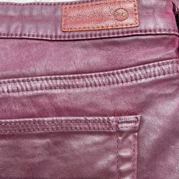 Woman's Adiano Goldschmeid AG Maroon Legging Super Skinny Ankle Faux Leather - Picture 8 of 12